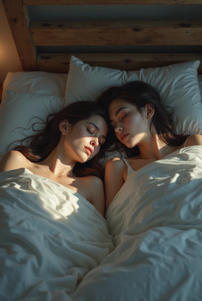 Image: The two lying side by side, eyes closed, heavy breathing, with a sense of calm and fulfillment in the room.