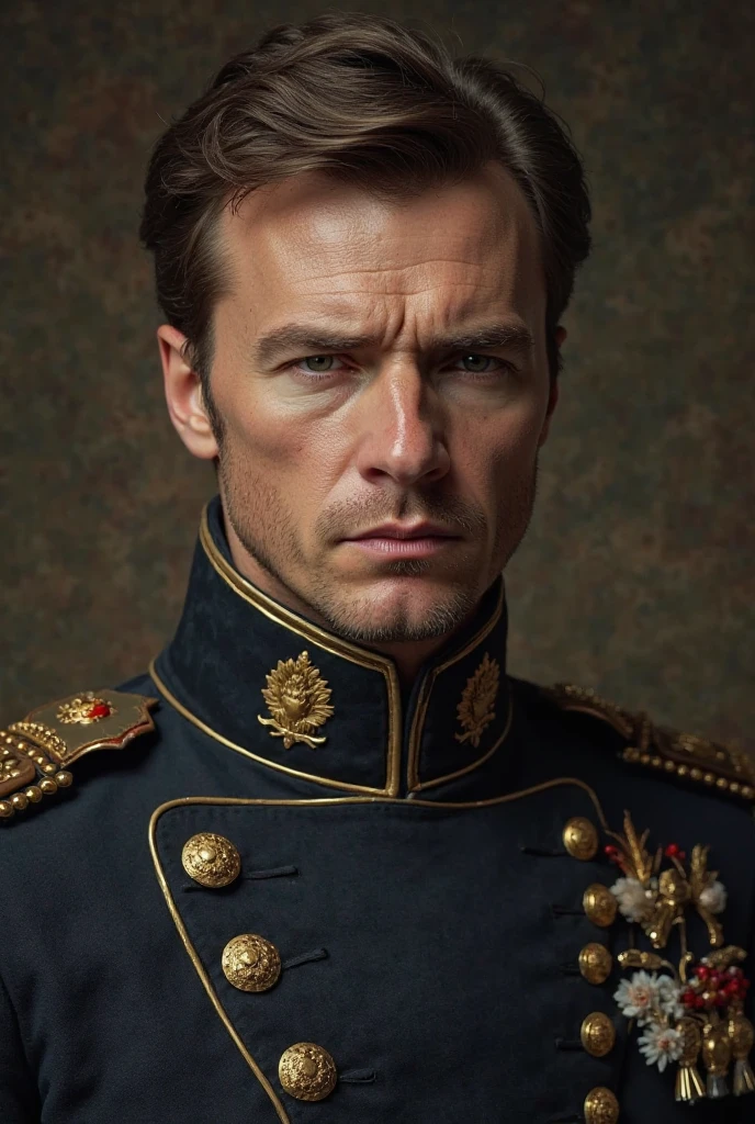 Napoleon Bonaparte image with a determined expression on the screen hyperrqlistic cinematic 8k
