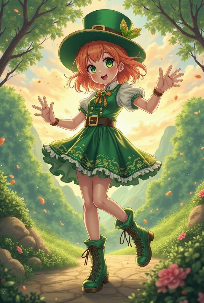 A picture of an anime girl practicing a leprechaun xxn