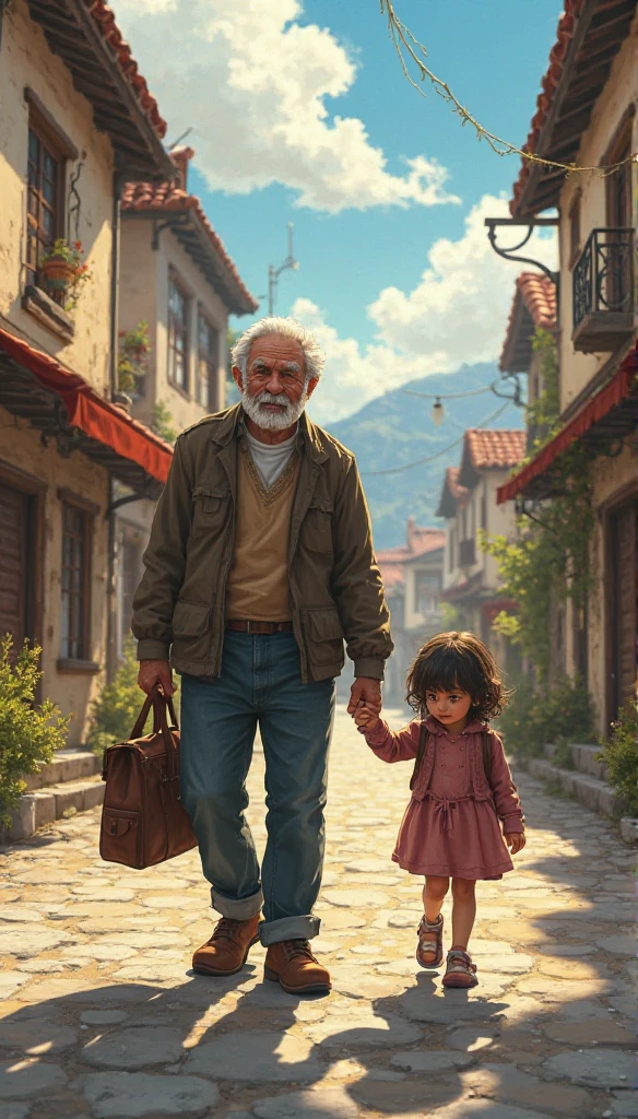 The uncle returned to his hometown with his daughter