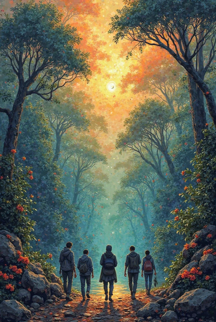 Create artwork that reflects islamic responsibility rebuilding and protecting the world.whether from environmental destruction . Highlights power of unity in overcome crises.showcasing how diverse communities can came together to restore balance care for the earth and support one another in time of hardship

