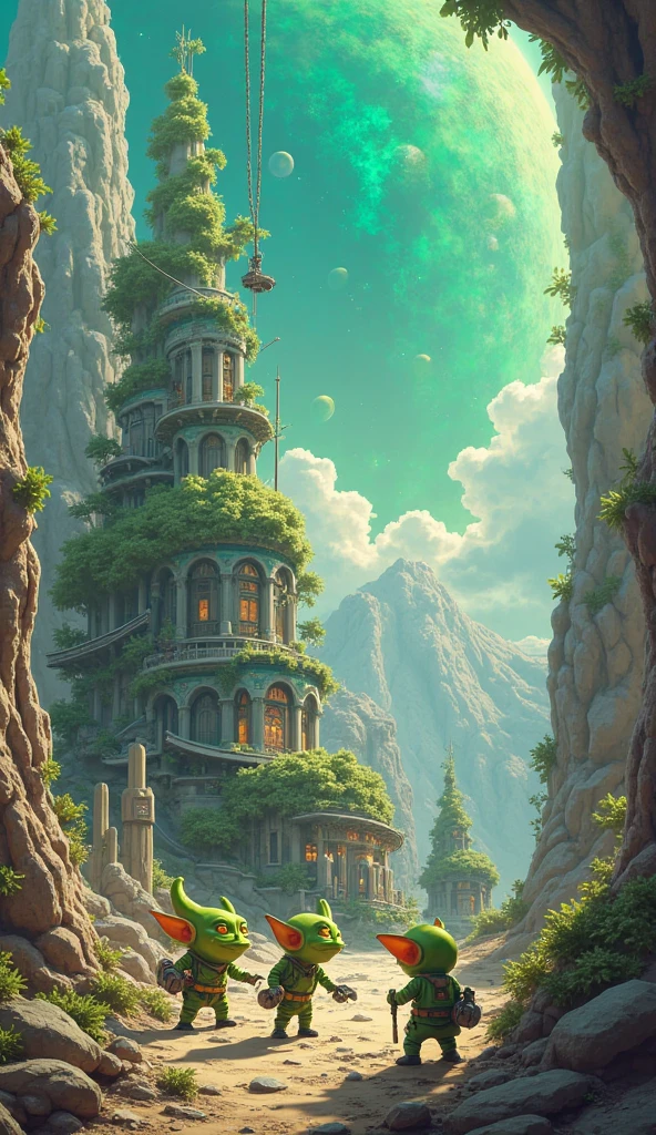 Green space gnomes building an alien base 