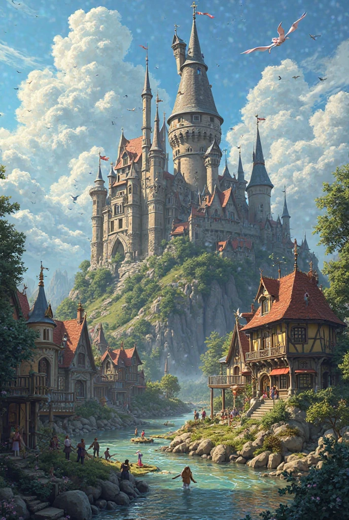 Fantasy castle and village 