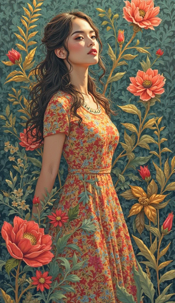 একটি সুন্দর, নৃতাত্ত্বিক বিড়ালছানা যার গায়ে কমলা এবং সাদা পশম রয়েছে, সে সোজা হয়ে দাঁড়িয়ে আছে, শিশুর দুধের বোতল ধরে তা থেকে পান করছে। বিড়ালছানাটির চোখ বড়, অভিব্যক্তিপূর্ণ নীল এবং নরম, নিষ্পাপ ভাব। সে একটি প্রাণবন্ত, পেটা কমলা প্যাটার্নের জাম্পস্যুট পরে আছে যার মধ্যে আম , কিউই এবং অন্যান্য ফলের রঙ, গোলাপী হাতা এবং ম্যাচিং গোলাপী স্নিকার্স রয়েছে। পরিবেশটি একটি গ্রামীণ গ্রাম যেখানে কর্দমাক্ত পথ এবং পটভূমিতে সাধারণ কাঠের ঘর রয়েছে, যেখানে রঙিন ঐতিহ্যবাহী পোশাক পরা কয়েকজন গ্রামবাসী দৃশ্যমান। পরিবেশ উষ্ণ এবং সামান্য বৃষ্টির, পানি জলাশয়ে আশেপাশের পরিবেশ প্রতিফলিত হচ্ছে, যা মনোমুগ্ধকর দৃশ্যে বাস্তবতার ছোঁয়া যোগ করছে।"