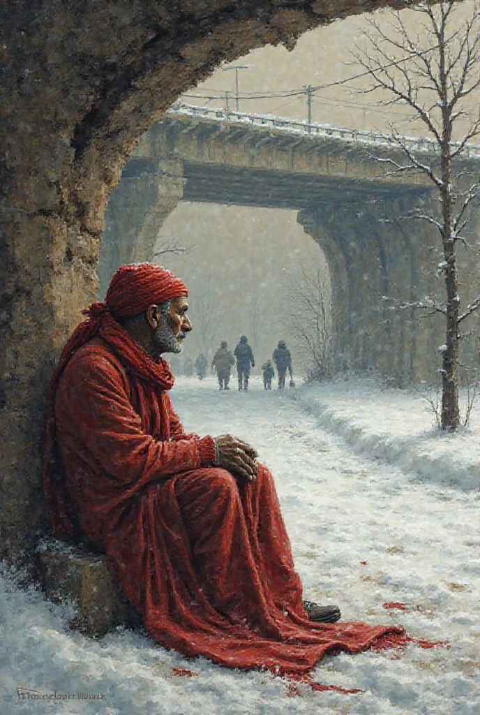 Title: "The Red Scarf"

Under a crumbling bridge, wrapped in a threadbare coat, sat an old beggar named Rafiq. His face, weathered by time and sorrow, told stories his lips never did. Every day, he sat quietly on the same corner, holding out a trembling hand—not just for coins, but for a moment of human warmth.

Few noticed him. Most walked by with hurried steps and averted eyes. Except for a , maybe seven, who passed by with her mother each morning. One winter day, she stopped and stared at Rafiq. Her mother tried to pull her away, but the girl shook her head. She reached into her schoolbag and pulled out a red scarf—bright, new, and warm—and gently wrapped it around his neck.

"It's cold," she whispered. "Mama says we should share what we have."

Rafiq was silent. Tears welled in his eyes, not from the chill, but from the kindness he had long forgotten existed. That scarf became his treasure, not for its warmth, but for the memory of a 's pure heart.

Years later, the bridge was rebuilt, the city changed—but a photograph of an old man with a red scarf hung in a community center nearby. A small plaque beneath it read: “In memory of Rafiq, who reminded us that kindness, no matter how small, can change a life.”

And somewhere, a grown woman still carries the warmth of the day she gave away her scarf and gained a lesson in humanity.

