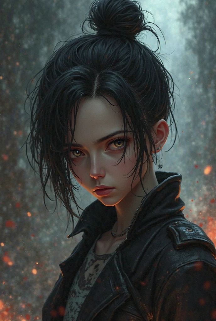 With a half man bun like erren from attack on titan