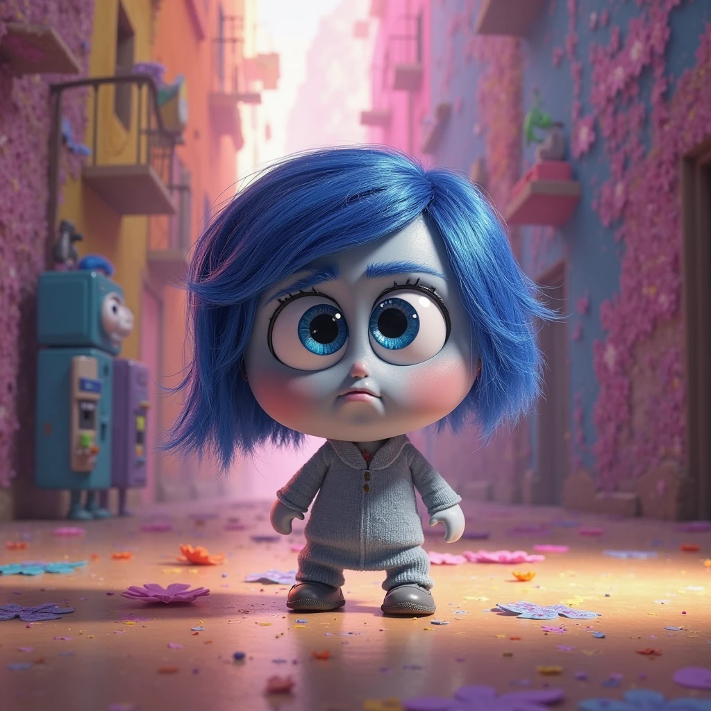 Sadness from inside out in a car