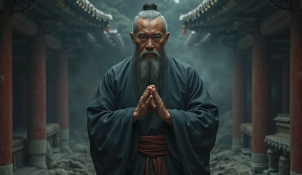 Create an image of the Chinese master Hai Tao, In dark colors 