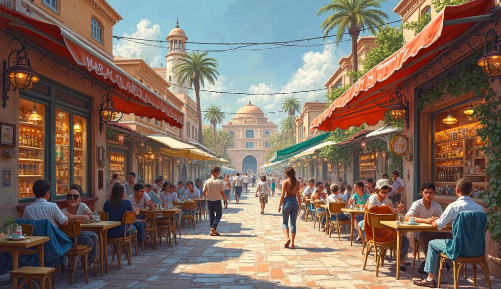 16. World cafes in one corner
Description:
An artistic arrangement that shows the most famous cafes around the world in one place, such as Paris, Istanbul and Damascus cafes.

