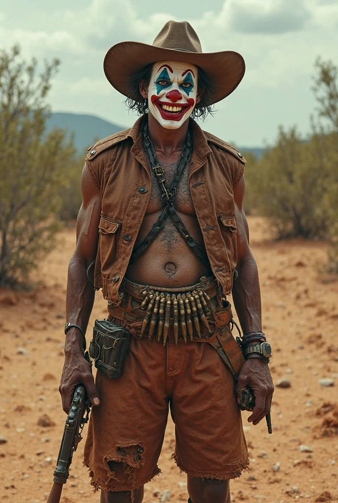 Man with big jack lantern head, wearing no shirt, field clothing, vibe halloween