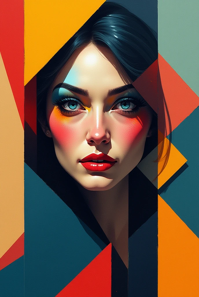 I need a portrait of cubist geometry