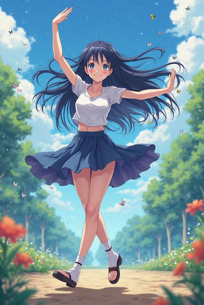 Reasonable design, Clear lines, High Sharpness, (Highest quality,4k,Perfect sharpness,Ultra fine,High resolution,masterpiece:1.2), Perfect Anatomy:1.5, Official Art, Illustrations that tell a story, (Whitish background:0. 9)、Body Positivity、多Mr.な身体表現、(Random and energetic poses)、Perfect beauty、Perfect beautiful face、Strong winds、A rich expression、Dynamic composition、smile、Golden ratio composition、colorful、((Mr.々Different angles and perspectives))、Anime Art、(Mini dress)、(Overcoming stereotypes)、 Glowing Skin、(Natural beauty)、smile、Bangs、(Soft and flowing hair)、(countryside)、(Nostalgic atmosphere)、Put up to your feet、(Playful and carefree)、(多Mr.な民族のキャラクター)、(innocent attitude)、(Sunny atmosphere)、(The skirt flutters wildly in the wind)、(Bright colors)、Beautiful Eyes、(Embarrassing)、Braided Hair、Summer Scene、Smiling among hydrangeas
