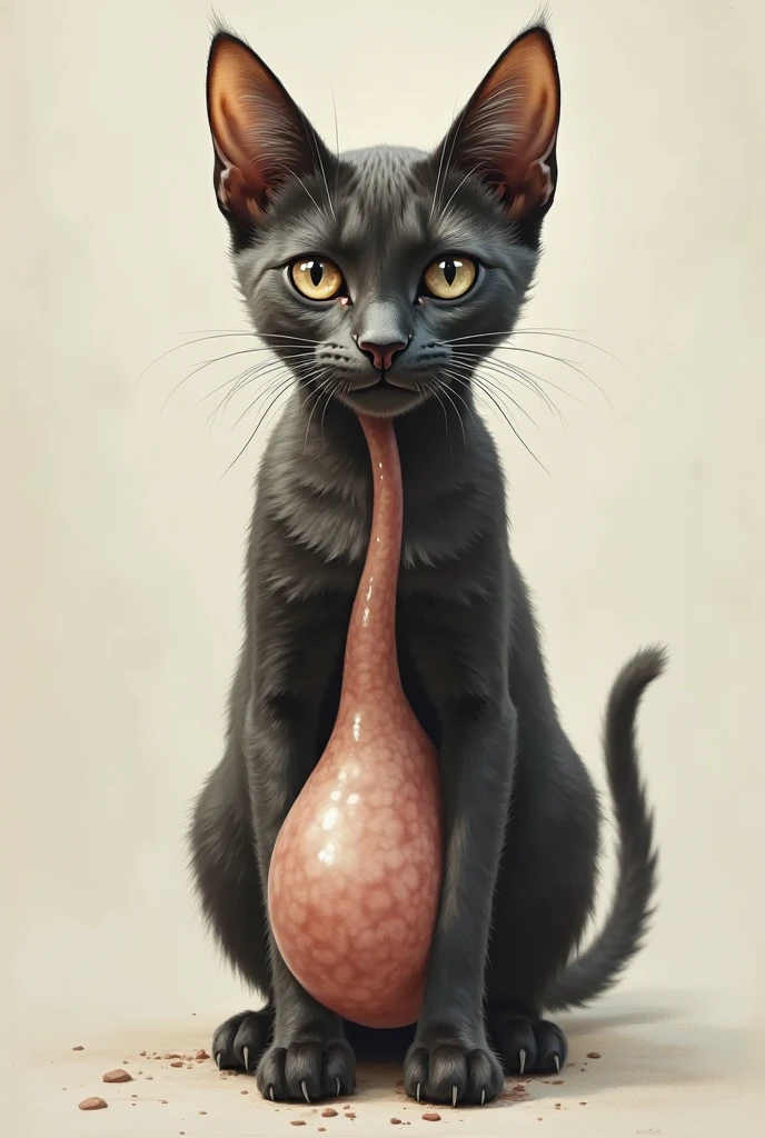 Feral, furry, panting, cat , detailed paws, 5 fingers each paw, 1 tongue, 1 feline penis, 1 anus, 2 testicles, detached 1 tail, fluffy grey cat, after orgasm, vivid colors, realistic , white background, cum in ass, cum on floor, cum on penis , realistic feline penis, seductive