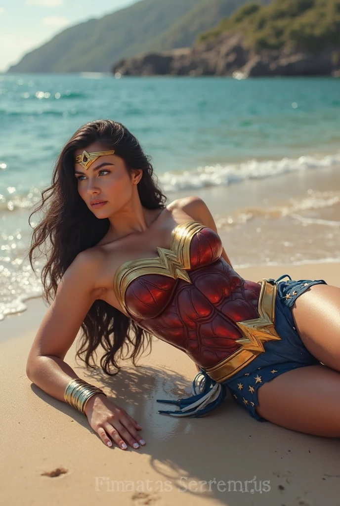 a hyperrealistic beautiful latina woman in a red superman suit on a beach, sexy painting of gal gadot, extremely detailed artgerm, as seen on artgerm, alena aenami and artgerm, ig model | artgerm, supergirl, hybrid of gal gadot, trending artgerm, gal gadot as supergirl