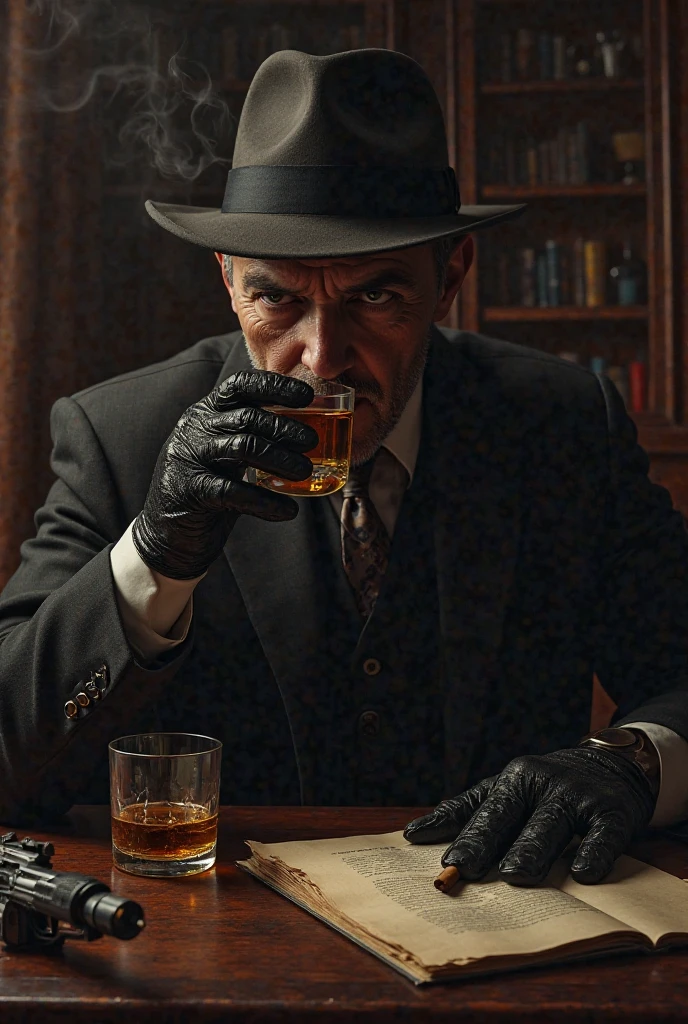 Generally an image of a spy drinking whiskey