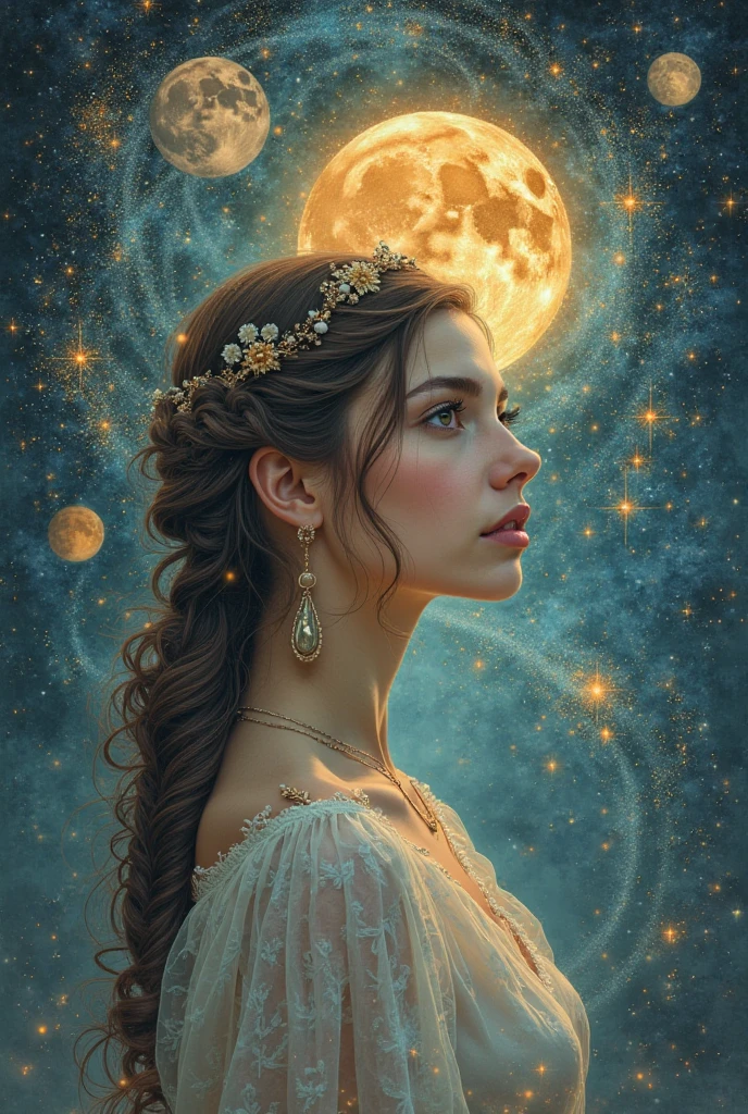 Image of a girl with the sun and Venus in the 11th house, Pluto's solar opposition, sun square moon, Venus square Mars, Moon in Pisces in 8th house, moon square pluto, Ascendant in Leo