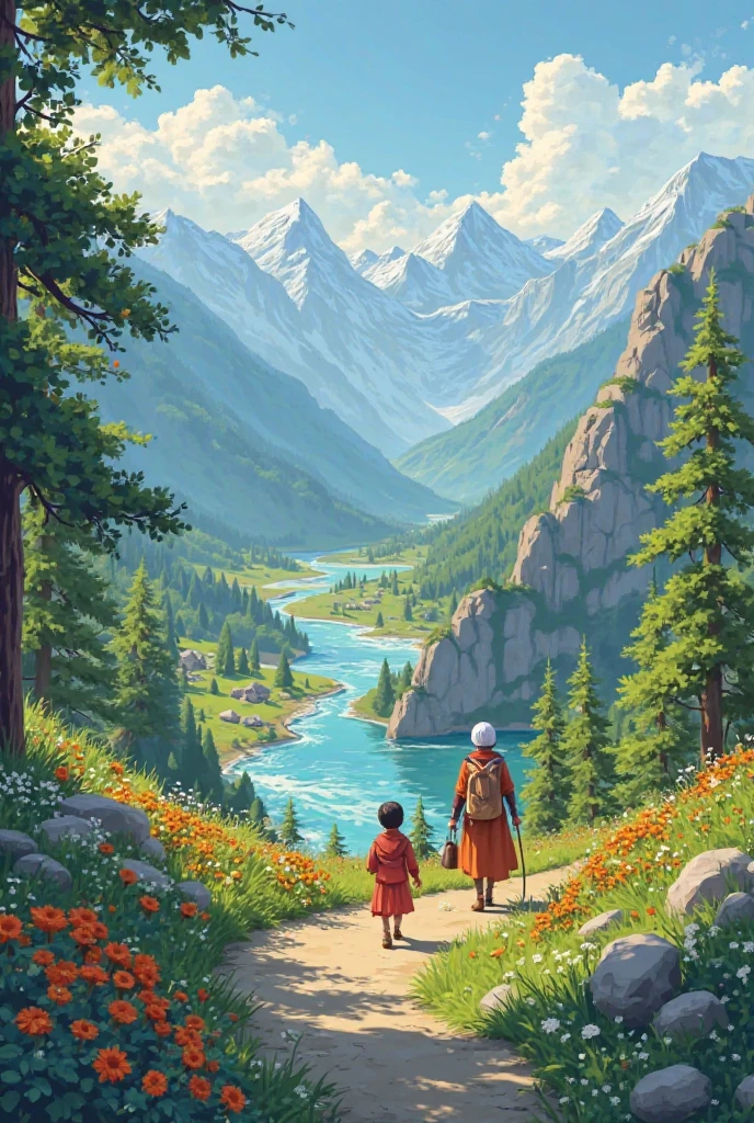 Sami gladly agreed and took Lumi on an adventure through the mountains, rivers, and village gardens. Lumi learned about trees, animals, and the kindness of people
6