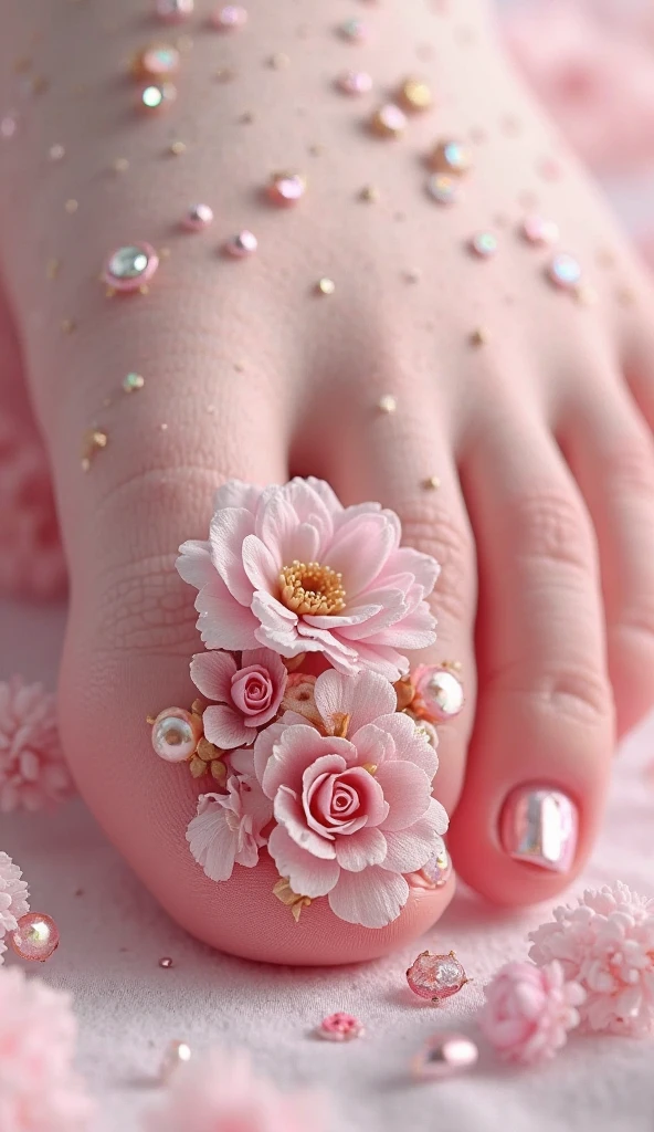 French pedicure with cherry design