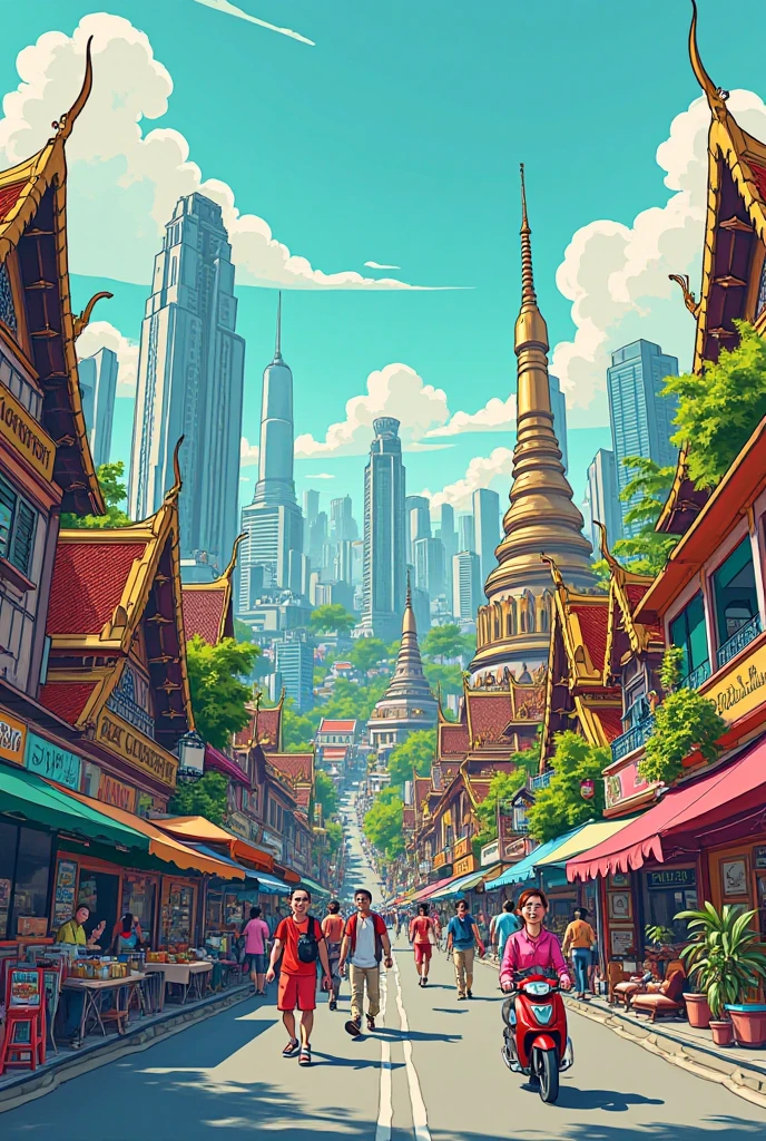Bangkok city (cartoon drawing )