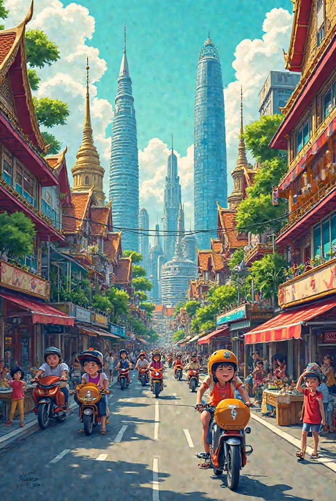 Bangkok city (cartoon drawing )