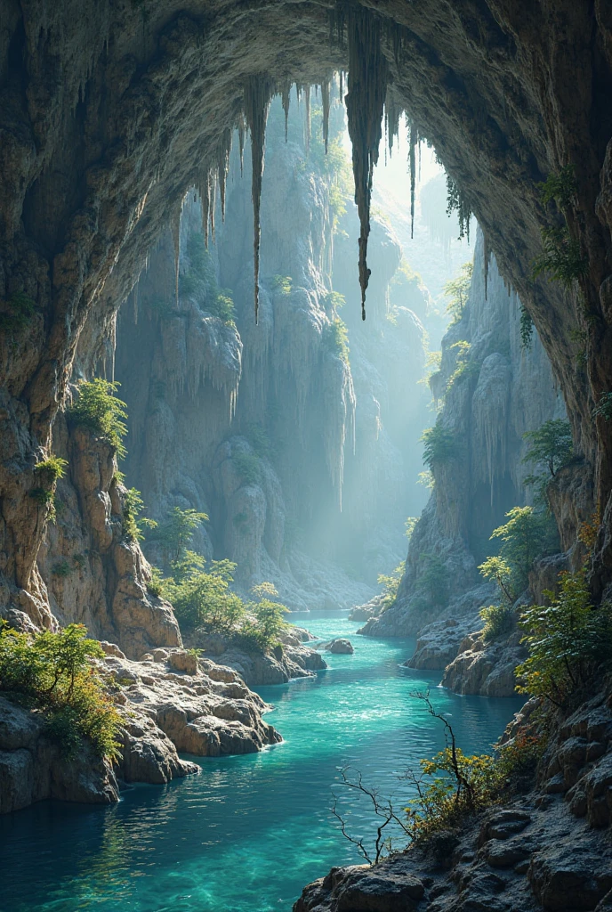 exploring a cave but no  people