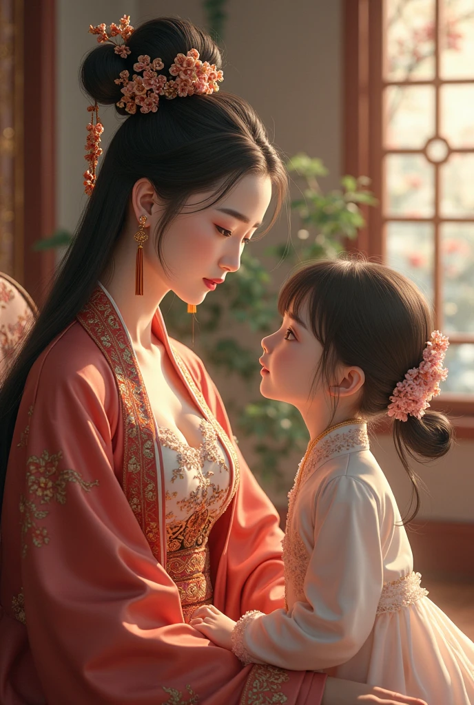 girl4people,, sit down and talk,Mommy,, sit on a chair.,,Hong Hou Qing Dynasty Costume,White skin,Age41,Anime