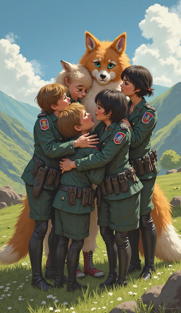 female regiment commander j0udetka team kisses furry on the lips