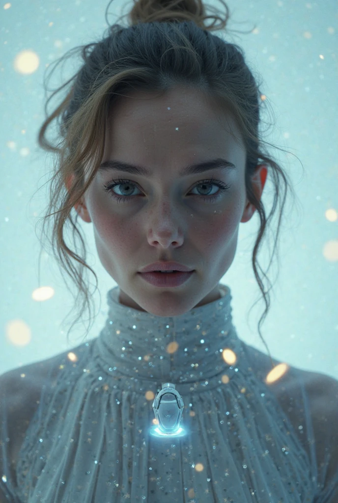 Create an image of a person with levitating hearing aids 