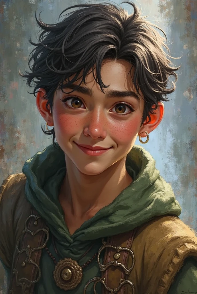 Character portrait for DND online games, trickster main characteristic dexterity, kind with a sense of justice male 