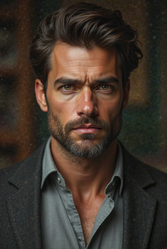 muscular big man with a clean face with a clean face in a brown green eye who understands books with muscular 30 years old in a man