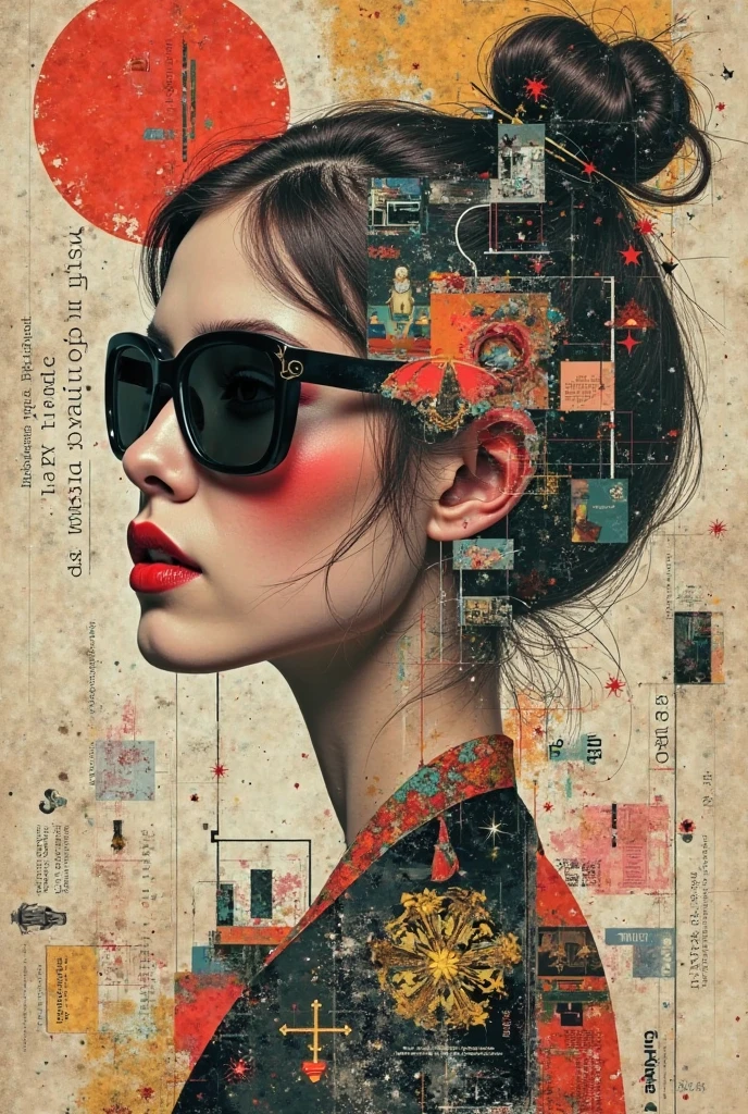 collage art、retro collage、magazine clippings、VINTAGE MATERIAL、