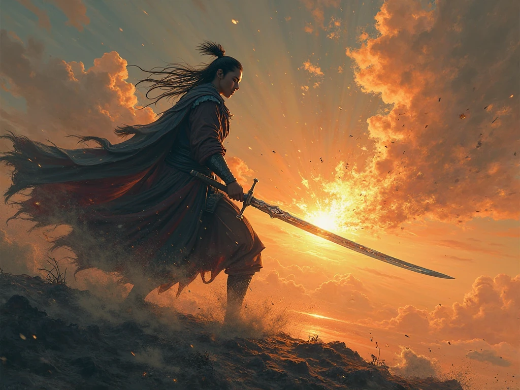 The Legend of the Blind Swordsman Oh Swordsman Guided by the Extinct Star
Each of his cuts justice repainted
The inner flame the hero's light
Legend engraved through the echoes