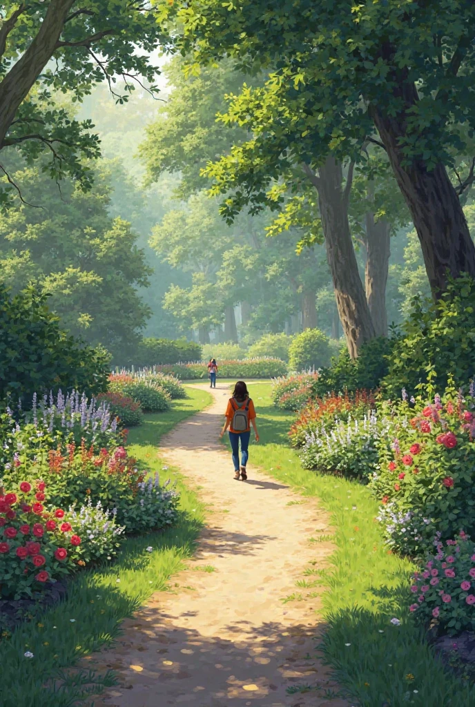   walking in a garden with dirt road