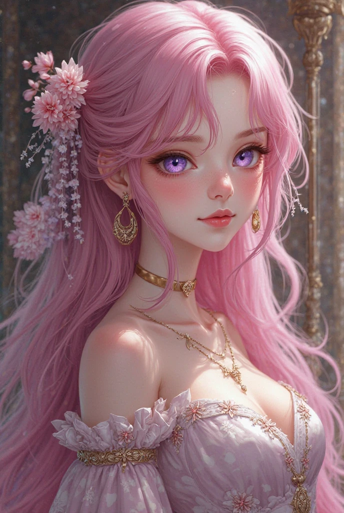 "Design an AI character with lips resembling rose petals, cheeks as soft as feathers, and eyes exuding an irresistible charm reminiscent of a cute 's gaze."
