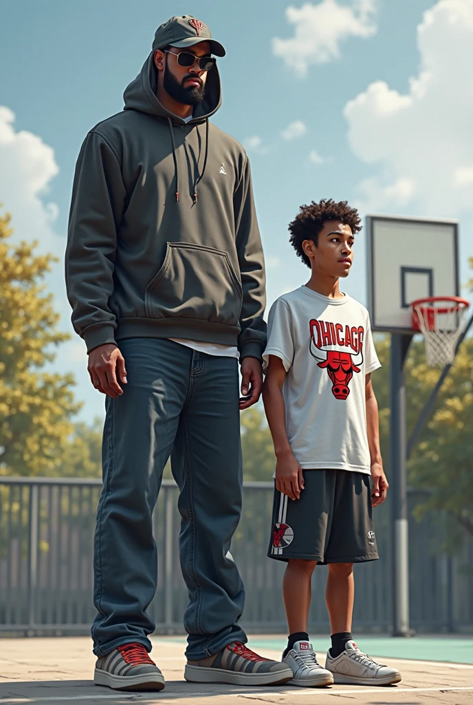 There's a man and a child standing on a bench, with a kid, Miles Morales!!!, Miles Morales, cool dad vibes, pai com filho, papai/paterno, Spiderman!!, tirado no iphone 14 pro, on sidewalk, Riyahd Cassiem, na cidade, tirado no iphone 1 3 pro, vida na rua, next gen