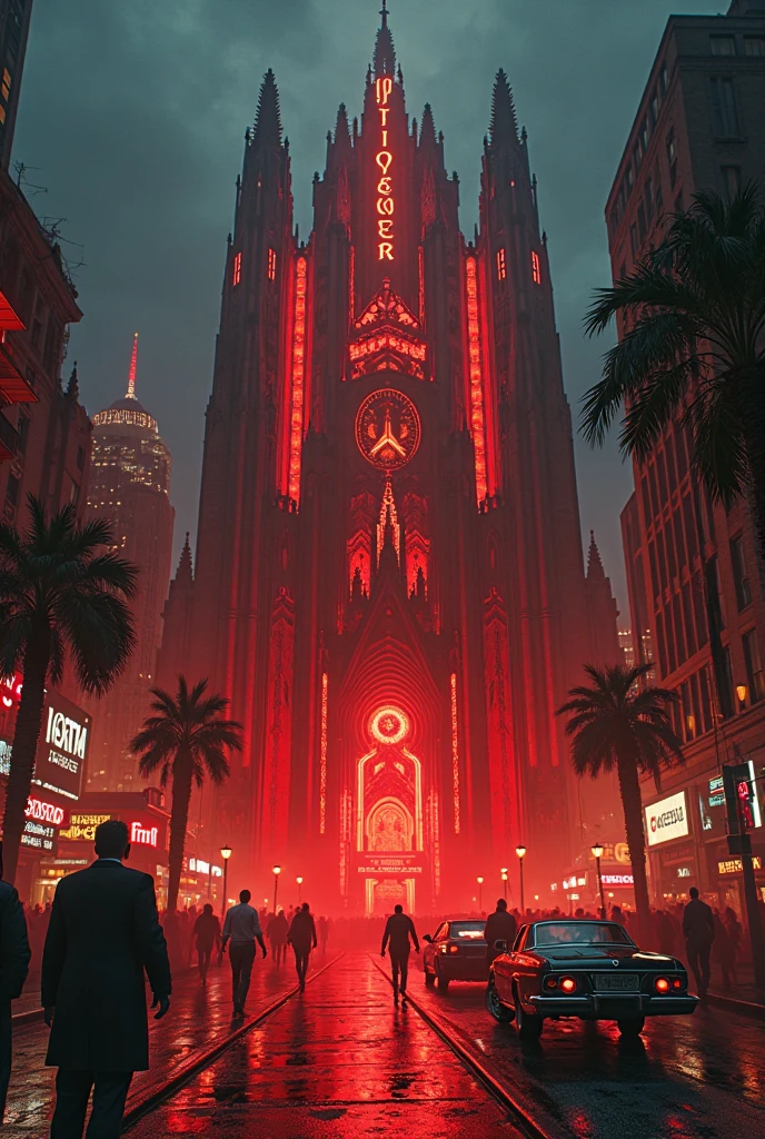 The beating heart of the City of Perdition at midnight—where sin isn’t just committed, but worshipped. A towering, cathedral-like nightclub pulses with infernal neon, its jagged art-deco façade glowing blood-crimson against the smog-choked sky. The doors stand open, exhaling a gust of sweat, narcotic vapor, and the primal musk of unrestrained desire. Inside, bodies move in hypnotic unison under strobes that freeze them in moments of ???????, shame, or surrender—lips parted, eyes rolled back, fingers clutching at things they can’t keep. The bar is a shrine of spilled sacraments: absinthe dripping like venom, glasses rimmed with powdered sin, a bartender with hollow-cheeked allure who knows your name without asking.  

Above it all, on a balcony wreathed in smoke, *the* *Architect* watches—a figure of terrifying elegance, their face half in shadow, half in the sickly glow of a dying sign that reads ‘*FOREVER*’ in fractured letters. Their gloved hand extends, offering not a temptation, but an *acknowledgment*—you were already ?????? when you walked in.  

Outside, the streets writhe. A convertible speeds past, its backseat a tangle of limbs and laughter. A billboard flickers between ads for salvation and a lingerie model with hollow eyes. Somewhere, a gunshot muffles the bass. The air smells like ozone, whiskey, and the last gasp of a burning angel.  

Render it in hyper-saturated noir, with the chiaroscuro of a Renaissance fallen angel and the electric grime of a cyberpunk requiem. This isn’t just sin—it’s *revelation*."*  

---  

**Key Themes:**  
- **Sacrilegious Glamour:** Sin as liturgy, vice as transcendence.  
- **The Seduction of Decay:** Beauty in the grotesque, allure in the irreversible.  
- **Omnipresent Corruption:** Even the air is complicit. 