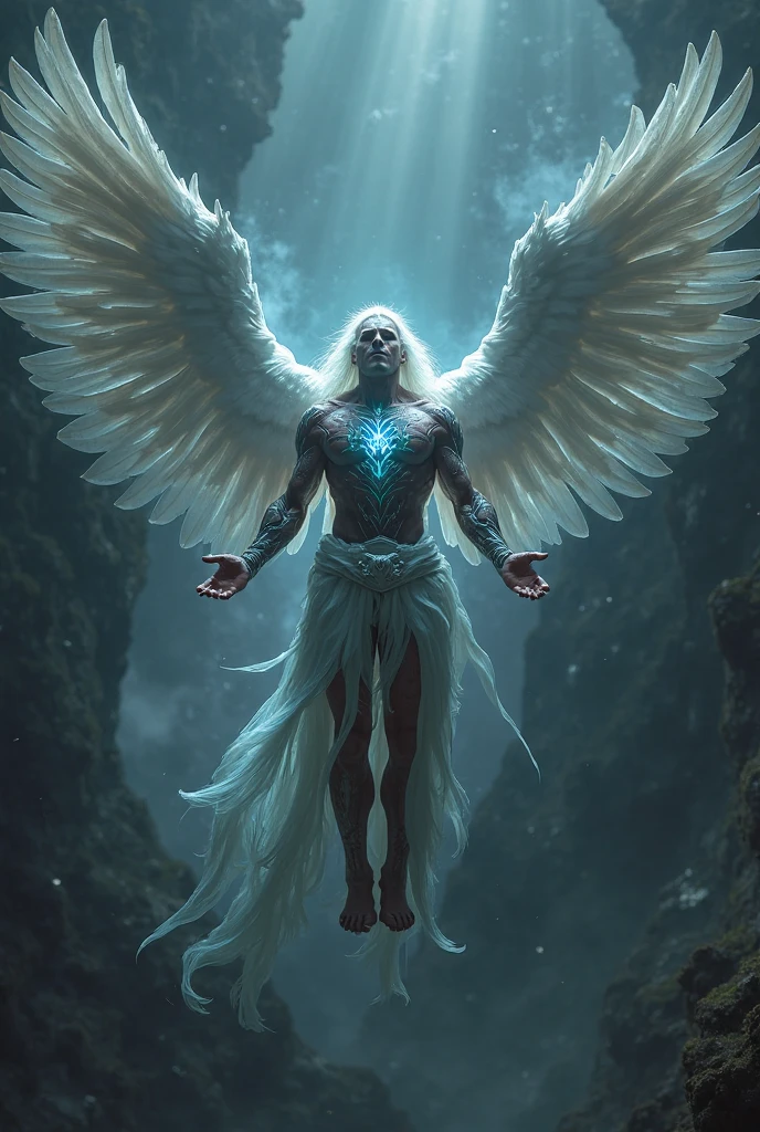 Japanese boy Angel god々Shii Handsome 優Shii It's like I'm talking to you front, A gentle, white and gold-winged male pale white skinned, white hair, blue eyes, Asian Korean features, Athletic body, mid 30s angel (simple design) - Soft colors, with a subtle glow - Ethereal background, with a subtle texture I want it as a man, walking through the garden of Eden, 32K UHD, best quality, masterpiece, Style Raw, hyperrealistic.