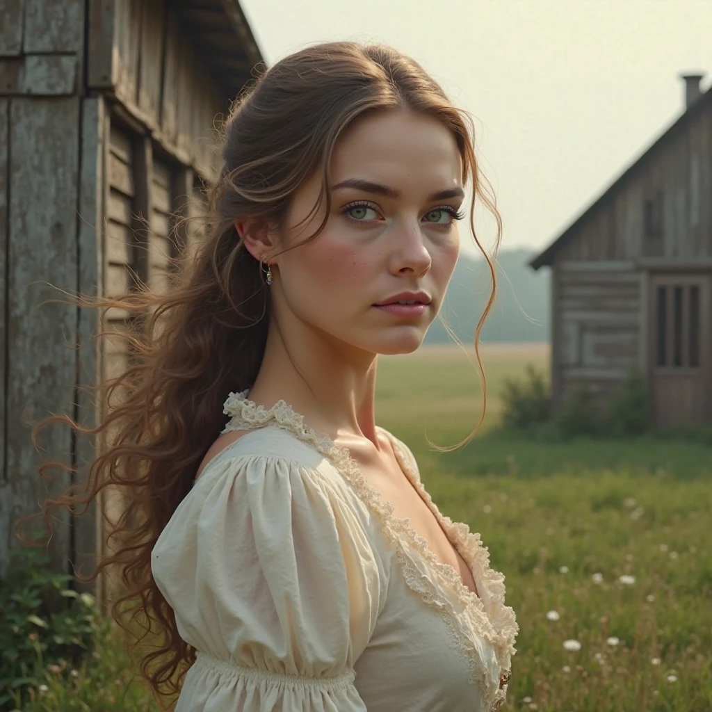 woman image, brown hair and tied, 34 anos, fazenda, ano de 1836