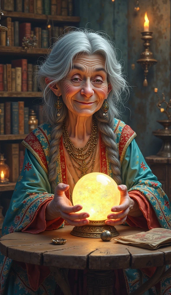 Fortune teller cute old woman