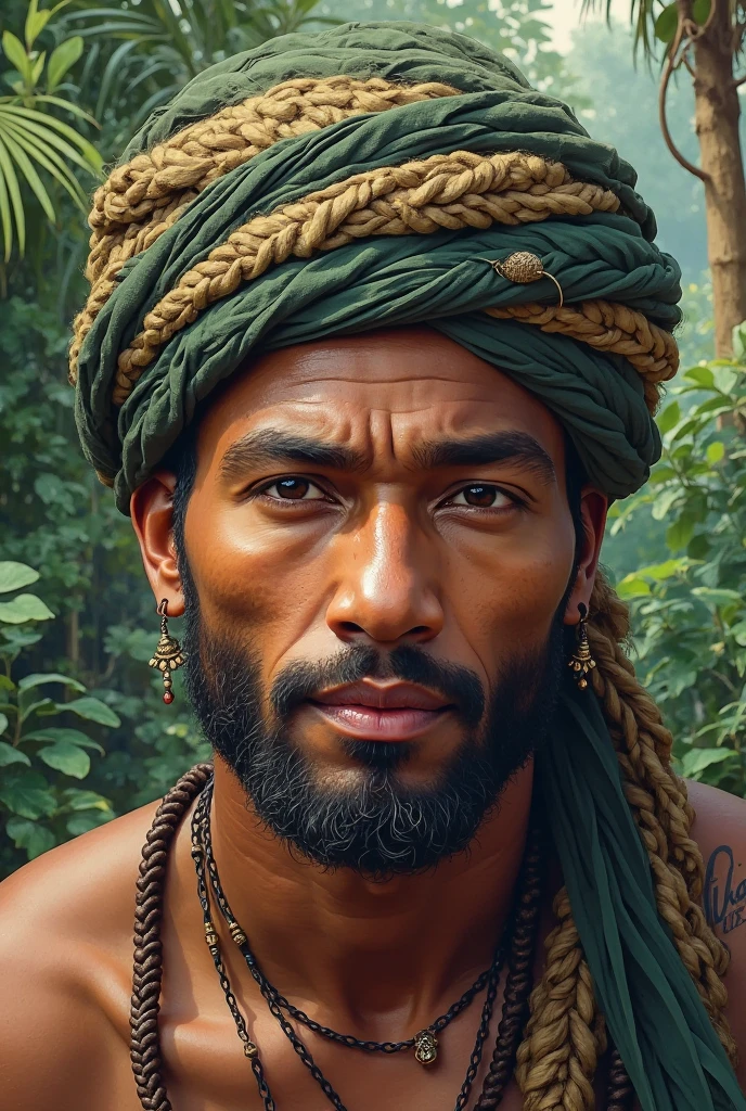 Polynesian man wearing a turban