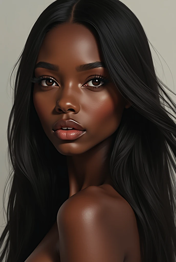  a woman, straight hair, dark-skinned