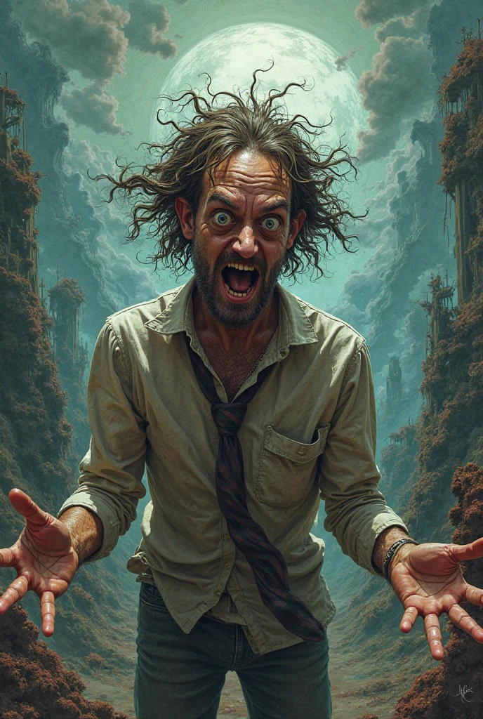 Make a crazy man tell a story 