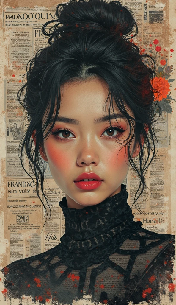 Theme collage art, Han Sohi, вырезки из газет про Han Sohi, sexy