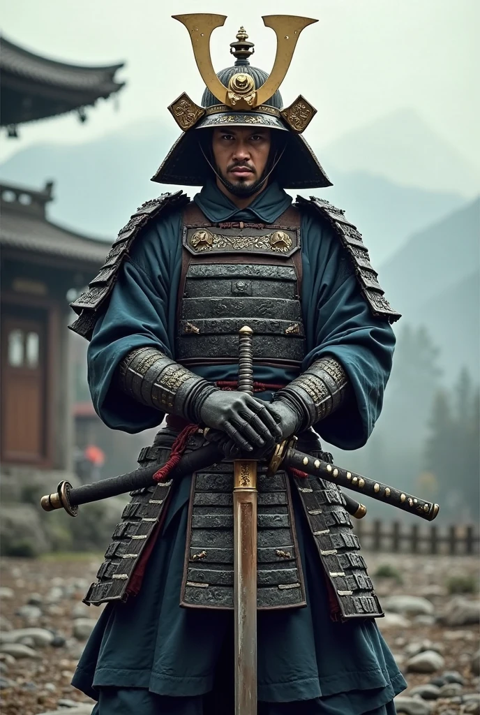 Create a realistic image, That it belongs to a samurai, in a fighting position