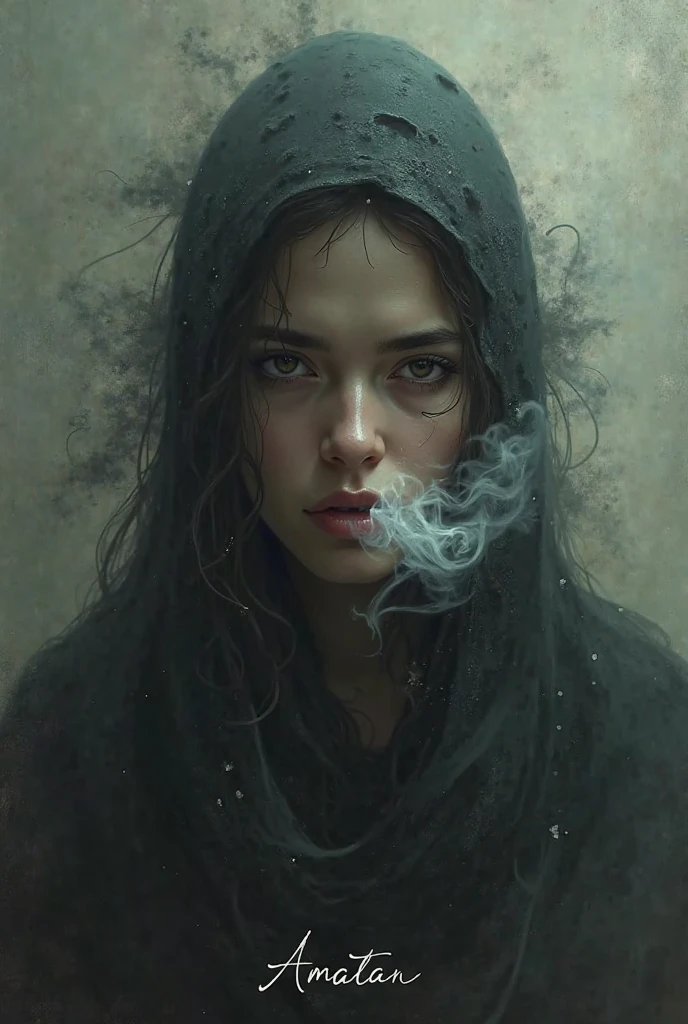  the photo in the first I want the smoking appears  and the name "Amatan" appears without lighter or something 

