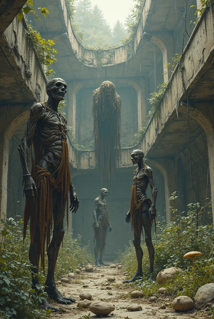 masterpiece, of the highest quality, (High detail:1.2), creepy corner, Multiple bodies, corpses, Rotten meat, broken bone, bones, skeleton ,rotten skin, zoombie, blood, creepy, death, horror, dark , darkness, swamp, horrible creatures rotting body, sharp objects, living death, buzzing, blood, rotten organs, viscera, dark macabre, virus, viruses and spores, mutants, mutations, altered DNA, Sunset, post-apocalyptic, amputations, trauma, late, bites, lacerations, hematomas y teratomas, post-apocalyptic background.