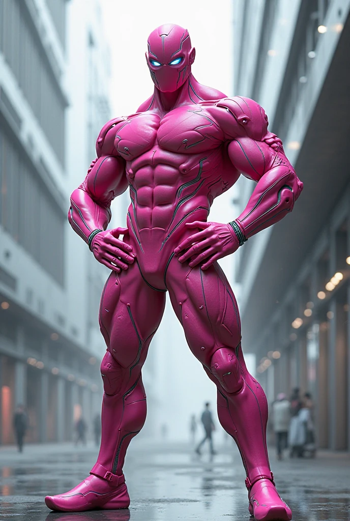 Create me a pink, hard muscular man