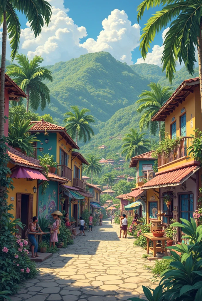 Village haitien style Ghibli 