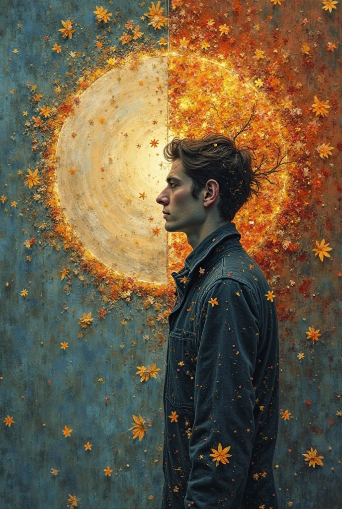 The cover of a book that tells the story of a person looking at the cycle of life for himself and trying to find the good in everything and to remain a person whose beautiful or good side prevails over the bad despite all the bad and pain that happened in his life 