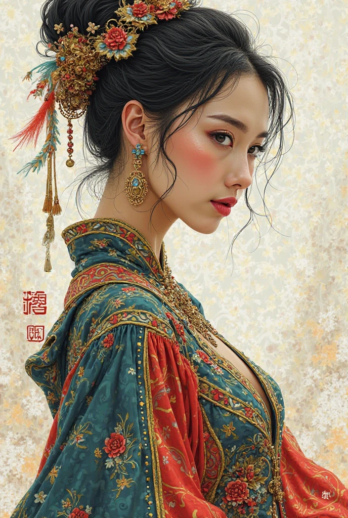 Beautiful woman in intricate Bold and Puffed Sleeves Outfit